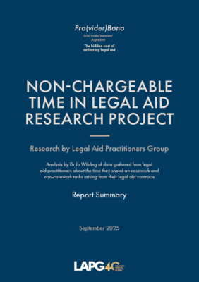 LAPG research report cover page - non-chargeable tasks project - September 2025