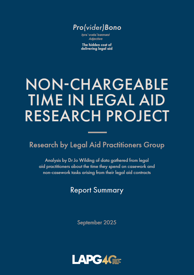 LAPG research report cover page - non-chargeable tasks project - September 2025